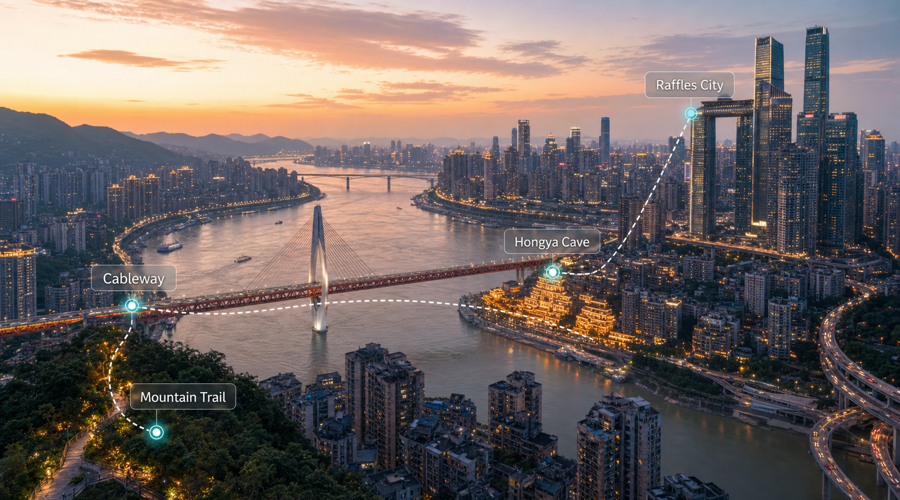 Digital route markers across Chongqing